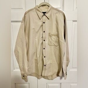 Mercedes-Benz Vintage Made in USA Button Down Shirt Tan 100% Cotton Men’s Large